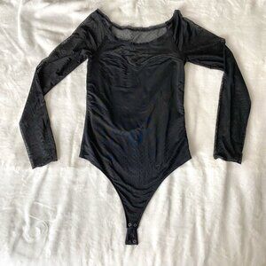 Abercrombie black mesh bodysuit long sleeve M